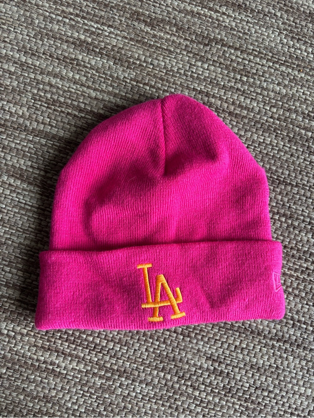 Pink LA Dodgers Embroidered Beanie Hat